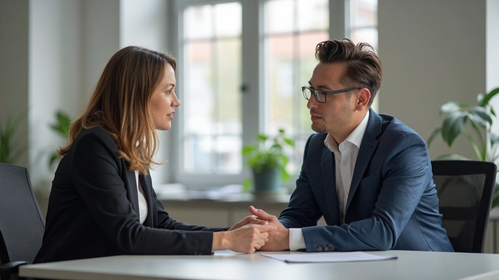 Zakenlieden voeren professioneel gesprek in modern Nederlands kantoor