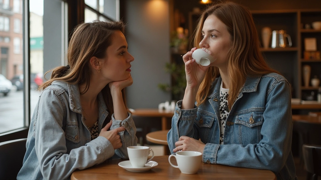 Twee personen voeren gezellig gesprek in Nederlandse koffietentje